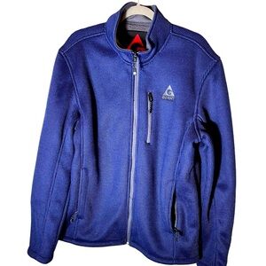 Gerry Gray Heavy Textured Knit Men’s Jacket Fleece Lined Full Zip Waffle